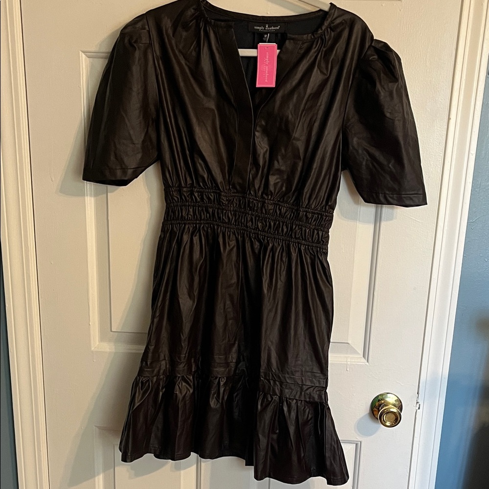 Simply Southern Brown Puff Sleeve Midi Dress